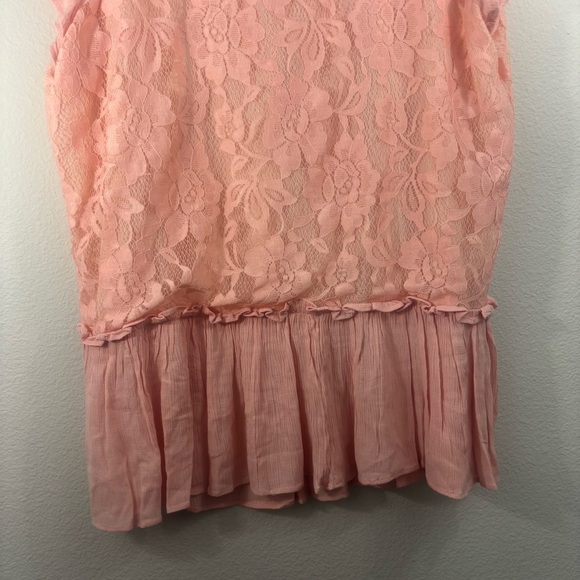 Suzanne Betro Blush Textured Tunic Plus Size 1X Floral Blouse Sheer Feminine - Picture 7 of 15